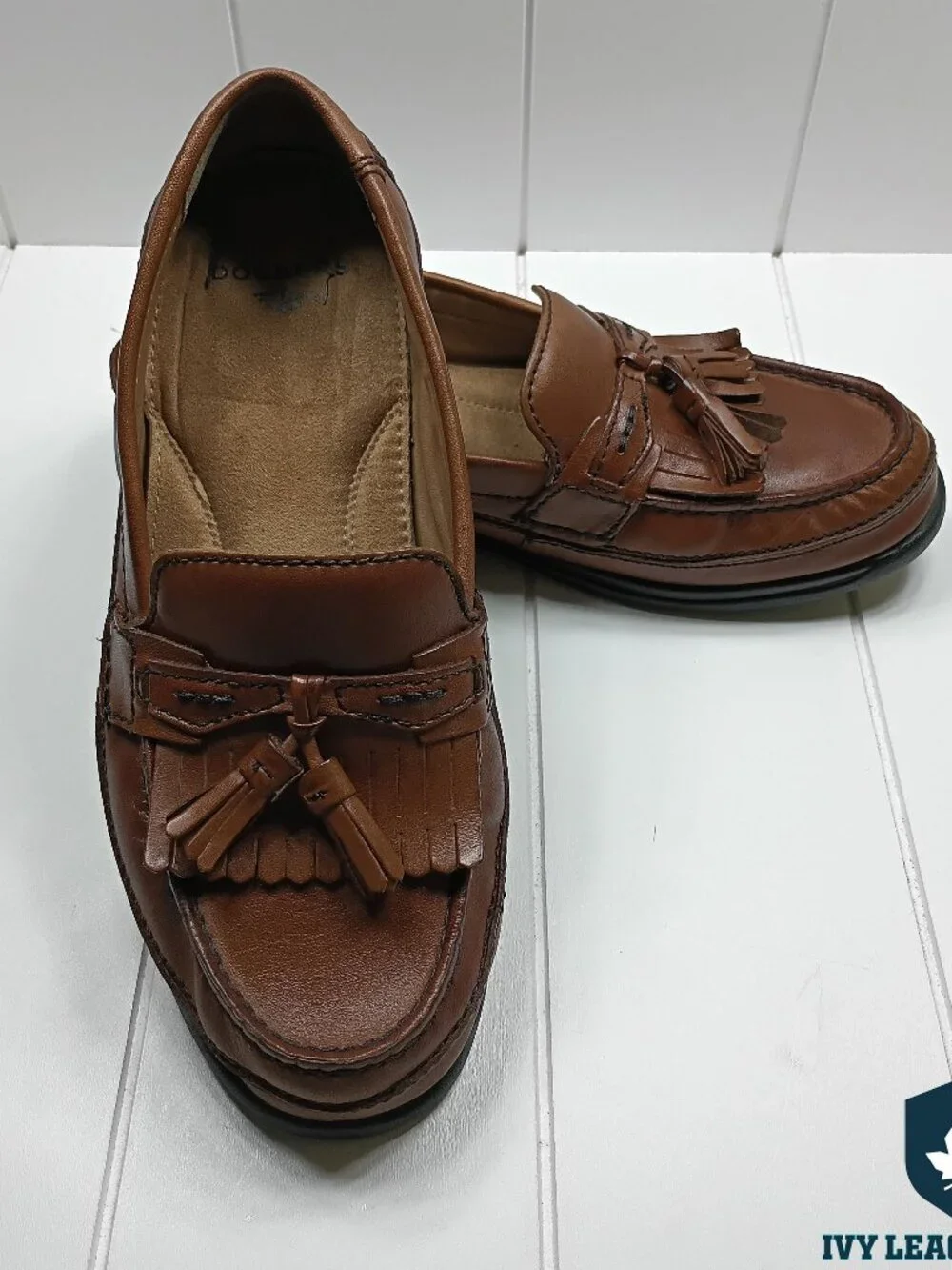 Dockers Brown Leather Tassel Loafers Men's 9.5 M Moc Toe Dress Casual Shoes